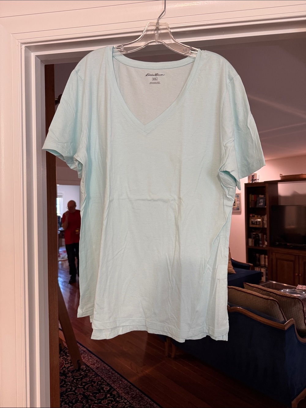 Eddie Bauer Pale Aqua V-Neck Short Sleeve Tee